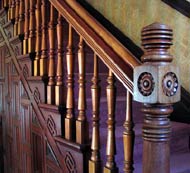 Redwood stairway at Hinds House, Santa Cruz, California